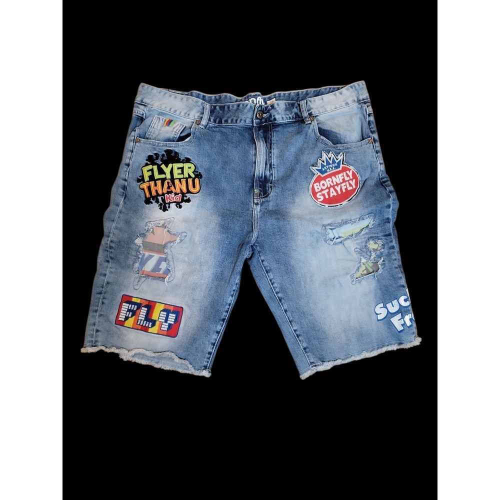 Born Fly Denim Shorts Size 40 Jorts Baggy Skater Y2K Sucka Free Stay Fly